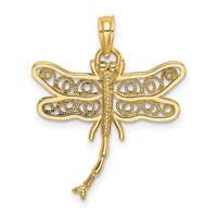 Load image into Gallery viewer, 14K Dragonfly w/Beaded Filigree Wings Charm
