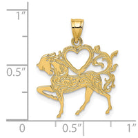 Load image into Gallery viewer, 14K Textured Heart and Horse Charm
