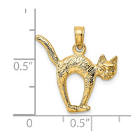 Load image into Gallery viewer, 14K 3-D Textured Arch Back and Raised Tail Cat Charm
