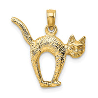 Load image into Gallery viewer, 14K 3-D Textured Arch Back and Raised Tail Cat Charm
