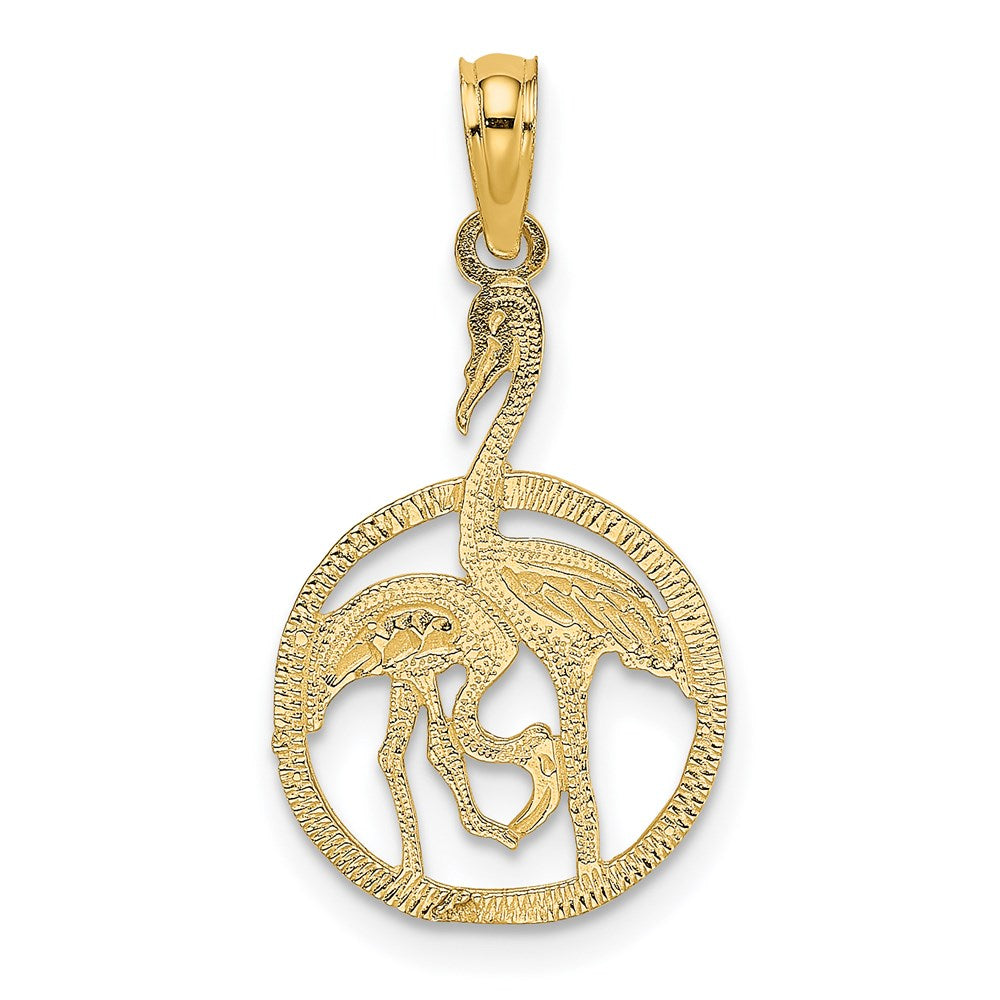14K Flamingos In Circle Charm