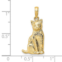 Load image into Gallery viewer, 14K Textured Sitting Cat Charm
