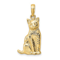 Load image into Gallery viewer, 14K Textured Sitting Cat Charm

