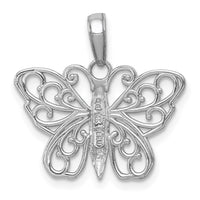 Load image into Gallery viewer, 14K White Gold Filigree Butterfly Charm
