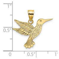 Load image into Gallery viewer, 14K Polished and Engraved Hummingbird Charm
