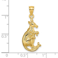 Load image into Gallery viewer, 14K 2-D Kangaroo with Baby in Pouch Pendant
