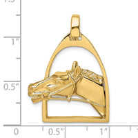 Load image into Gallery viewer, 14K Polished Horse Head in Stirrup Charm
