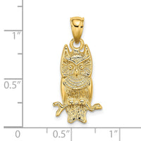 Load image into Gallery viewer, 14K Textured Owl Charm
