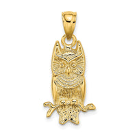 Load image into Gallery viewer, 14K Textured Owl Charm
