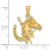 Load image into Gallery viewer, 14K Horse Head w/ Shoe and Crop Charm
