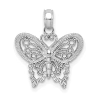 Load image into Gallery viewer, 14K White Gold Polished and Beaded Butterfly Charm

