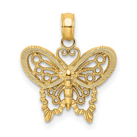 Load image into Gallery viewer, 14K Polished and Textured Filigree Butterfly Charm
