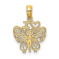 Load image into Gallery viewer, 14K I HEART Butterfly Charm
