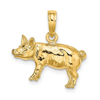Load image into Gallery viewer, 14K 3-D Textured Farm Pig Charm
