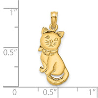 Load image into Gallery viewer, 14K 3-D Polished and Bow Sitting Cat Charm
