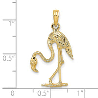 Load image into Gallery viewer, 14K 3-D Textured Flamingo Charm

