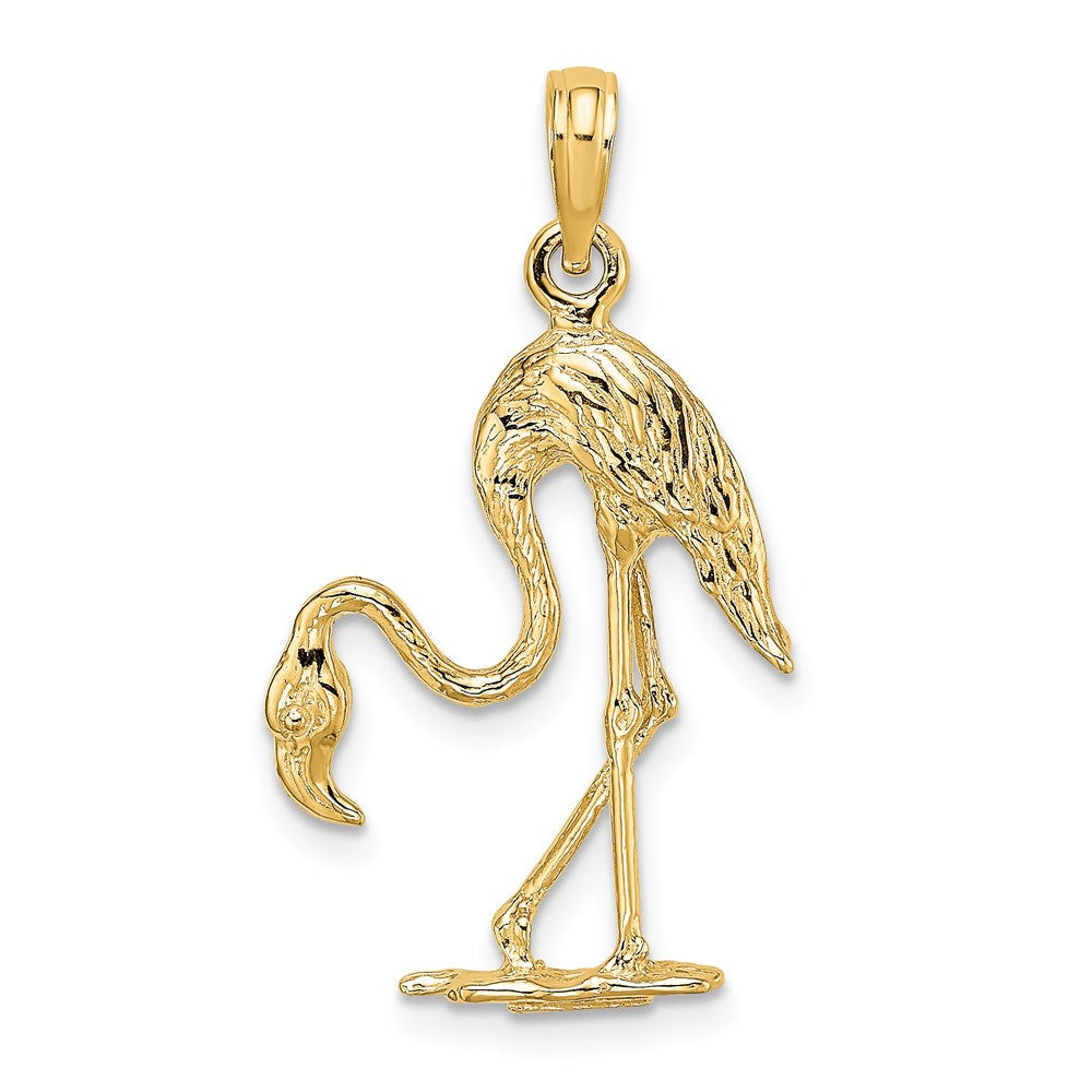 14K 3-D Textured Flamingo Charm