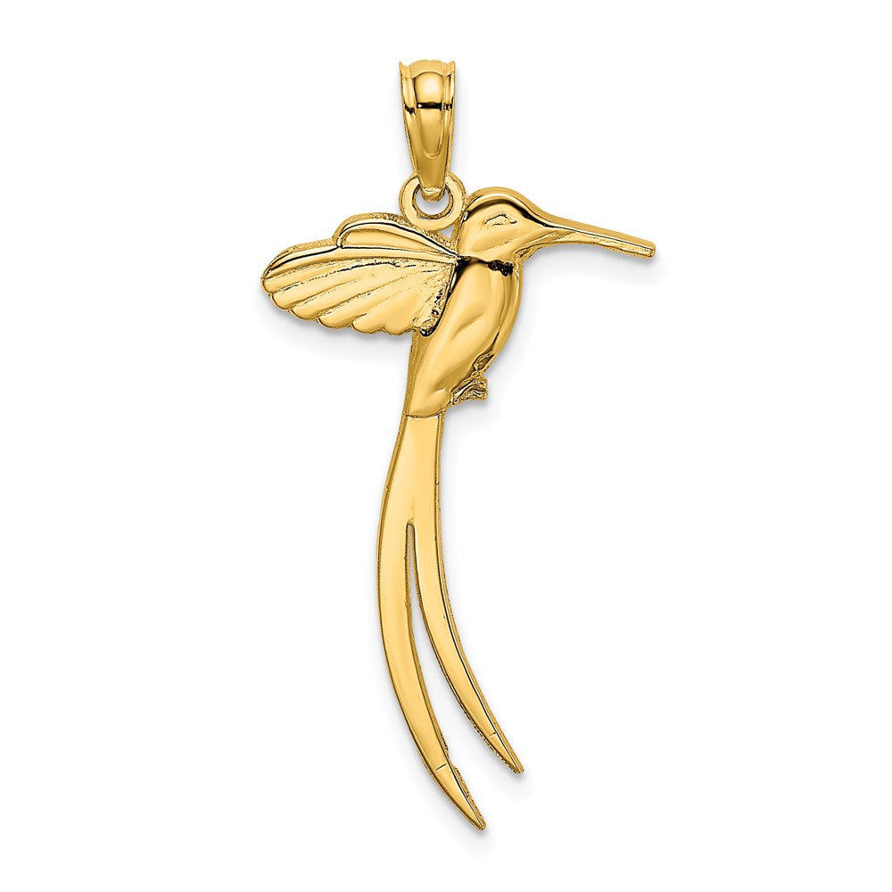 14K Polished Bird w/ Long Tail Charm