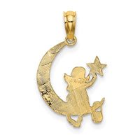 Load image into Gallery viewer, 14K Angel Holding a Star on a Half Moon Charm
