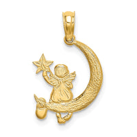 Load image into Gallery viewer, 14K Angel Holding a Star on a Half Moon Charm
