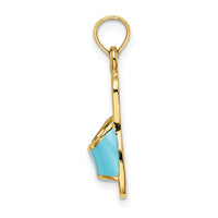 Load image into Gallery viewer, 14k  3D W/ Aqua Enamel Summer Slipper Charm
