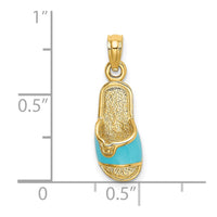 Load image into Gallery viewer, 14k  3D W/ Aqua Enamel Summer Slipper Charm
