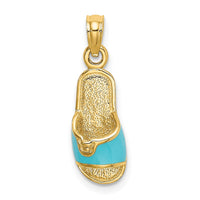 Load image into Gallery viewer, 14k  3D W/ Aqua Enamel Summer Slipper Charm
