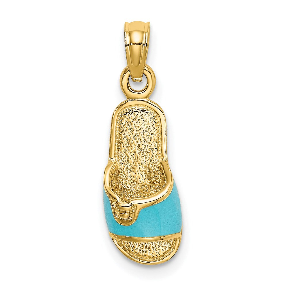 14k  3D W/ Aqua Enamel Summer Slipper Charm