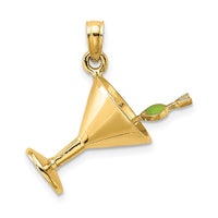 Load image into Gallery viewer, 14K 3-D Martini w/Olive Charm

