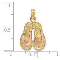 Load image into Gallery viewer, 14k  3D W/ Pink Enamel Double Flip-Flop Charm
