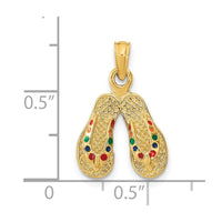 Load image into Gallery viewer, 14k  3D W/ Multi-Color Enamel Double Flip-Flop Charm

