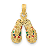 Load image into Gallery viewer, 14k  3D W/ Multi-Color Enamel Double Flip-Flop Charm
