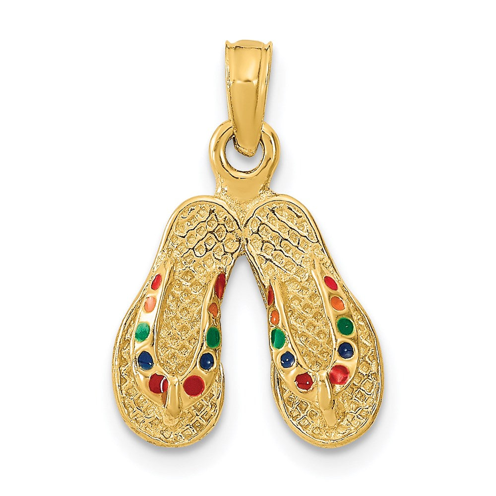 14k  3D W/ Multi-Color Enamel Double Flip-Flop Charm