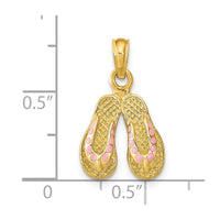 Load image into Gallery viewer, 14k  3D W/ Pink Enamel Double Flip-Flop Charm
