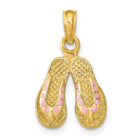 Load image into Gallery viewer, 14k  3D W/ Pink Enamel Double Flip-Flop Charm
