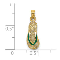 Load image into Gallery viewer, 14k  3D W/ Green Enamel Single Flip-Flop Charm
