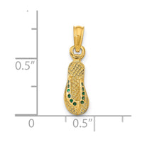 Load image into Gallery viewer, 14k  3D W/ Green Enamel Single Flip-Flop Pendant

