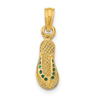 Load image into Gallery viewer, 14k  3D W/ Green Enamel Single Flip-Flop Pendant
