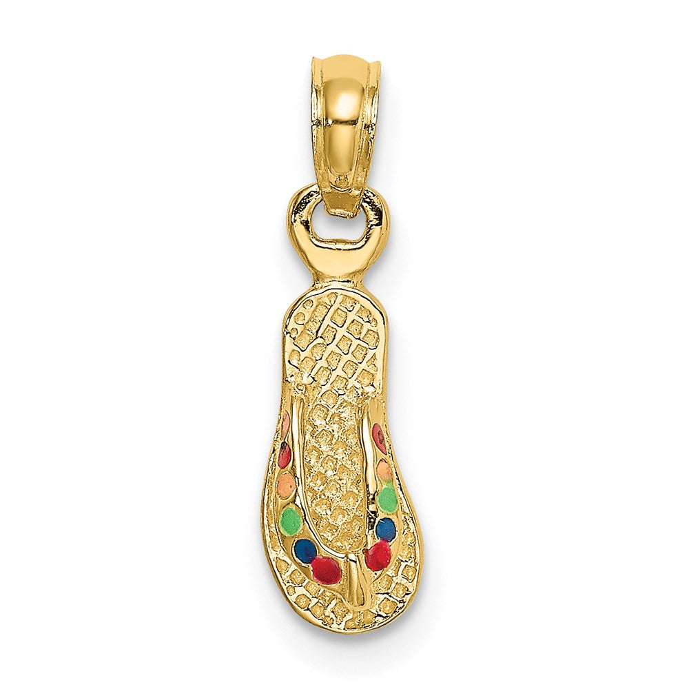 14k  3D W/ Multi-Color Enamel Single Flip-Flop Charm