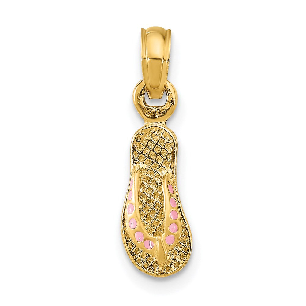 14k  3D W/ Pink Enamel Single Flip-Flop Charm