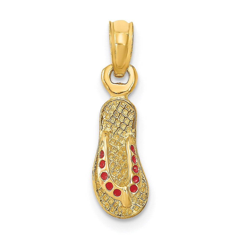 14k  3D W/ Red Enamel Single Flip-Flop Charm