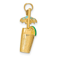 Load image into Gallery viewer, 14K 3-D Cocktail Drink w/ Enamel Umbrella and Lime Charm
