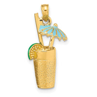 Load image into Gallery viewer, 14K 3-D Cocktail Drink w/ Enamel Umbrella and Lime Charm
