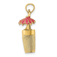 Load image into Gallery viewer, 14K 3-D Cocktail Drink w/Fuschia Enamel Umbrella and Lime Charm

