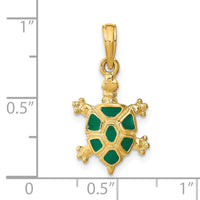 Load image into Gallery viewer, 14K wtih Green Enamel Land Turtle Charm
