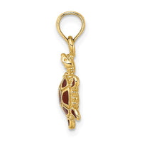 Load image into Gallery viewer, 14K  3D Brown Enamel Tortoise Charm
