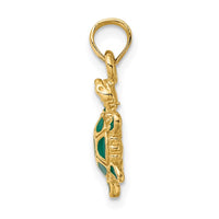 Load image into Gallery viewer, 14K Green Enamel 3-D Land Turtle Charm
