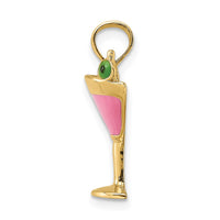 Load image into Gallery viewer, 14K Pink Enameled Cosmo Martini w/Olive Charm
