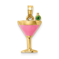 Load image into Gallery viewer, 14K Pink Enameled Cosmo Martini w/Olive Charm
