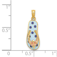 Load image into Gallery viewer, 14K 3D Enamel Anchor On Blue Polka-Dot Flip-Flop Charm
